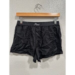 PINK Victoria's Secret Black Lyocell Boxer Pajama Shorts Rhinestone Waist S